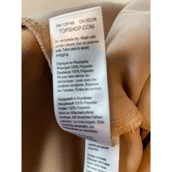 Topshop Wide Leg Pants Trousers High Rise Size 8 Tan Center Crease Closet Staple - Picture 9 of 14